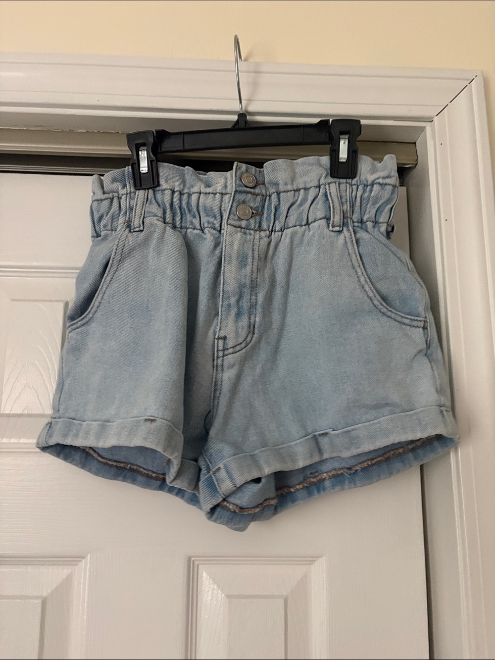 Pacsun Light Wash Denim Paperbag Shorts